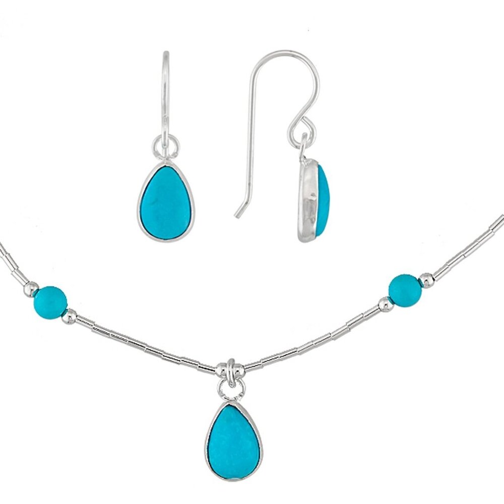 Turquoise Sterling Silver Necklace & Earrings Set